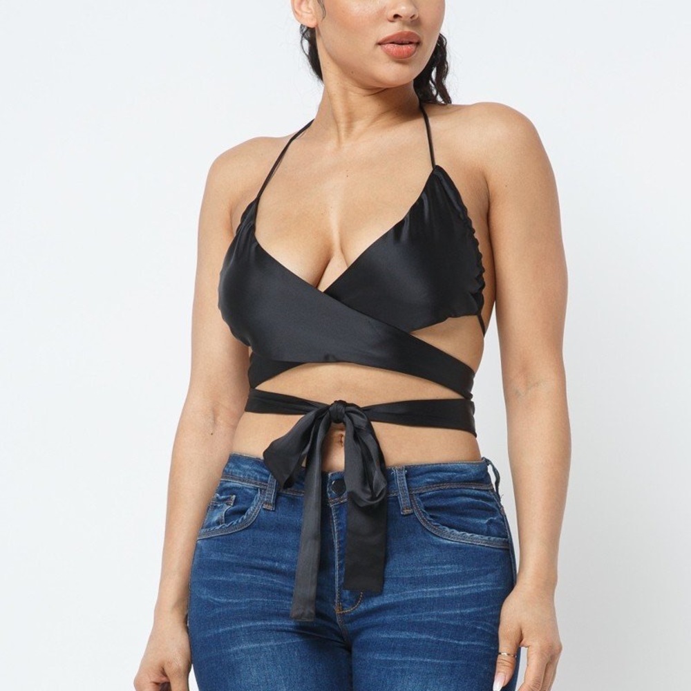 Satin Wrap Around Top